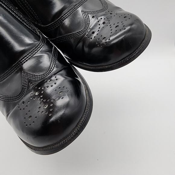 Etienne Aigner Wingtip Ankle Boots Size 9.5M Black 3" Stack Heel Brogue Witchy - Picture 7 of 16